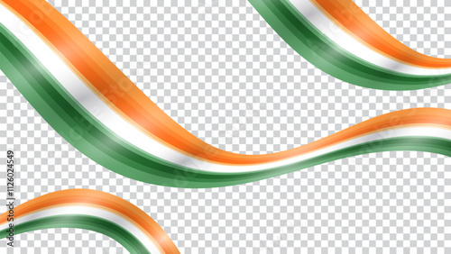 Realistic Indian flag wavy abstract background. Vector illustration.India flag in the form of wave ribbon. 