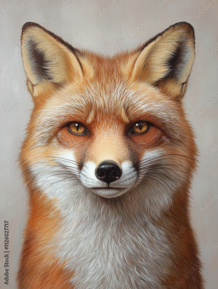 A fox is standing in front of a white background A fox is standing in front of a white background