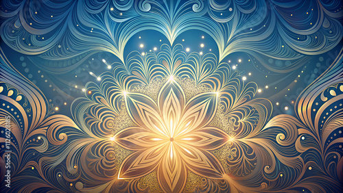 Golden Floral Pattern Background. Decorative Art Design