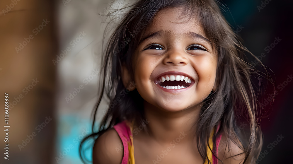 A happy little girl. A happy little girl.