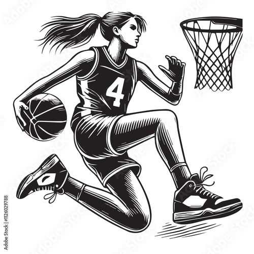 A basketball player is jumping vector design