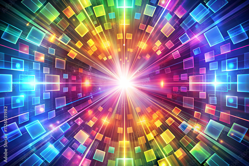 Abstract Colorful Geometric Design with Glowing Lights Abstract Colorful Geometric Design with Glowing Lights