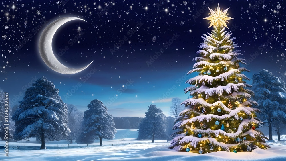winter landscape with christmas tree winter landscape with christmas tree