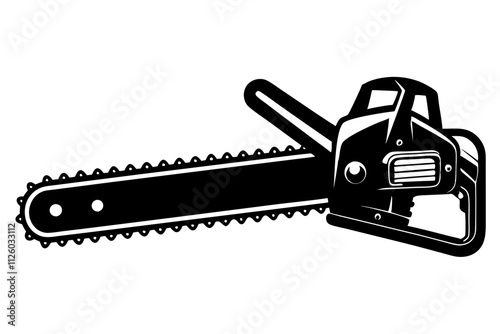 Silhouette of a chainsaw isolated on a white background