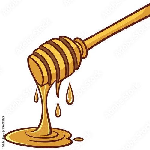 Honey Dripping Closeups Sweet Golden Drops on vector White background.