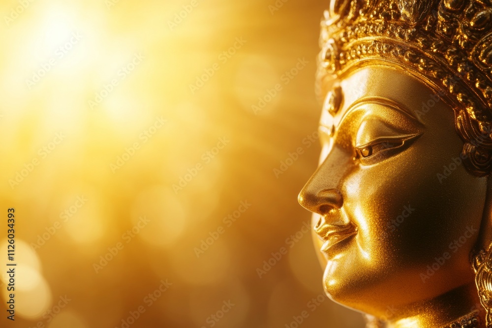 Golden hindu goddess statue with radiant light and spiritual aura Golden hindu goddess statue with radiant light and spiritual aura
