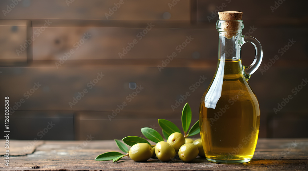 bottle of oil and olives