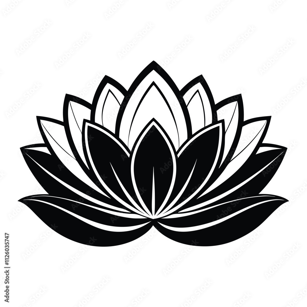 custom made wallpaper toronto digitalLotus flower icon silhouette illustration on black and white vector