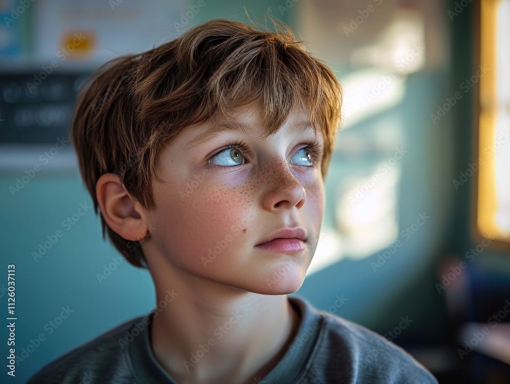 thoughtful boy looking out of a window thoughtful boy looking out of a window