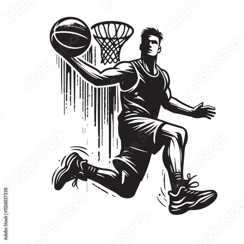 A basketball player is jumping vector design