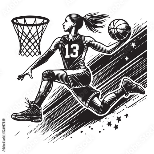 A basketball player is jumping vector design