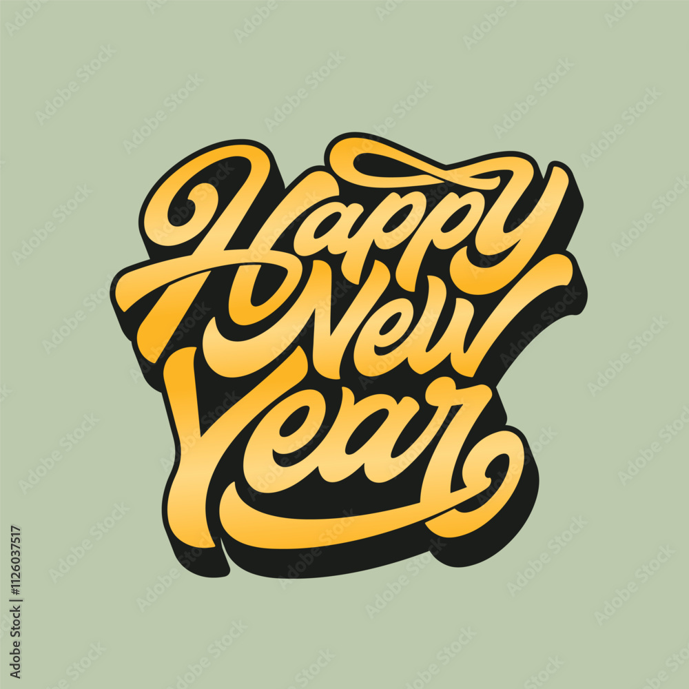 Happy New Year Vector, Lettering, Calligraphy Design, Usable for Poster, Banners, Postcards, Wallpaper, Gifts etc