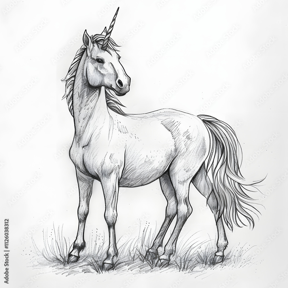 A white unicorn with a horn on its head A white unicorn with a horn on its head