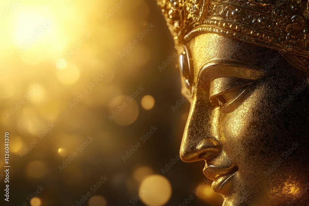 Golden statue of hindu goddess shining in radiant sunlight Golden statue of hindu goddess shining in radiant sunlight