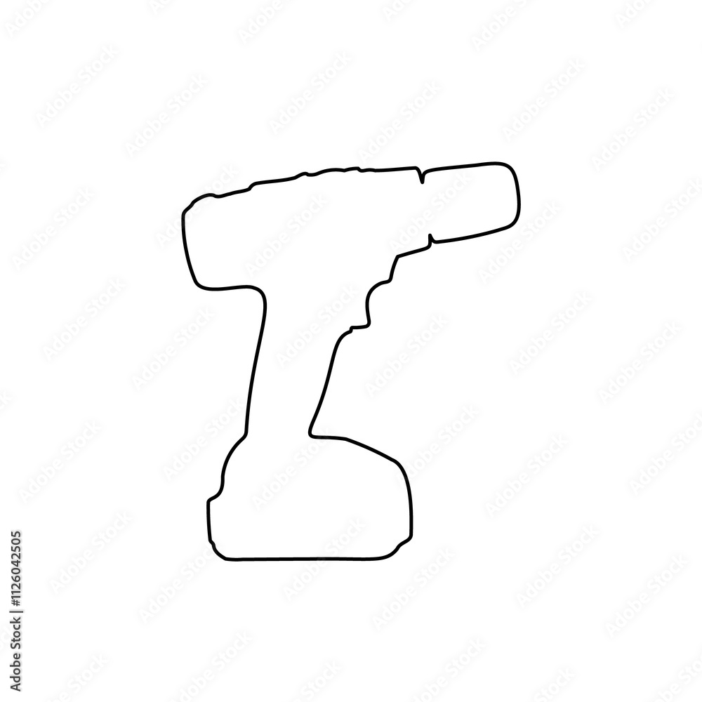 A large black outline electric screwdriver symbol on the center. Illustration on transparent background A large black outline electric screwdriver symbol on the center. Illustration on transparent background
