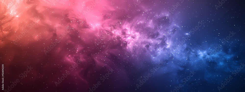 Obraz premium A stunning cosmic landscape featuring a blend of pink and blue nebulae surrounded by twinkling stars, evoking a sense of wonder and beauty.