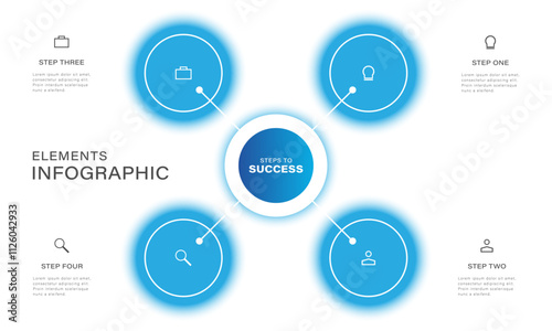 Circle Round Infographic Design Template with 4 Steps or Options