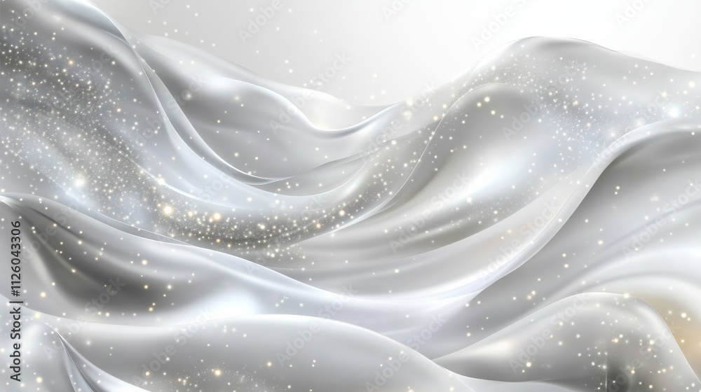 Abstract white wave background with silver glitter and light effect for an elegant design. Abstract white wave background with silver glitter and light effect for an elegant design.