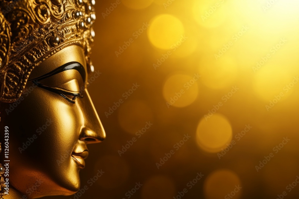 Golden hindu deity bust with radiant background and spiritual aura Golden hindu deity bust with radiant background and spiritual aura