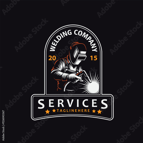 Welding Welder Logo Design, Vintage Badge Vector Illustration