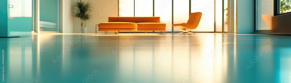 Vibrant and Spacious Modern Living Room with Orange Furniture Vibrant and Spacious Modern Living Room with Orange Furniture