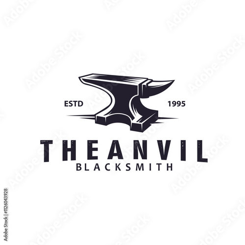 Rustic Blacksmith Forge Iron Anvil Foundry Vintage Vector Logo Design Illustration