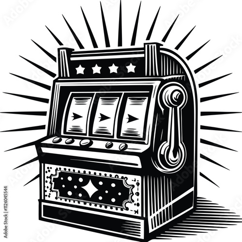 Shining Machine silhouette vector illustration Isolated on White Background