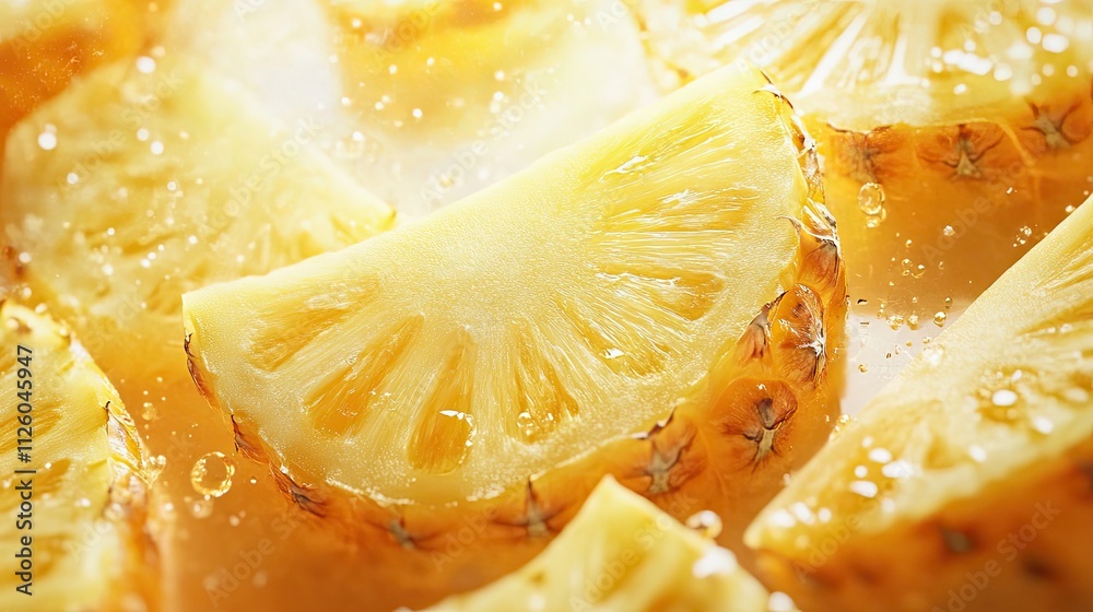 Juicy Pineapple Slices Submerged In Refreshing Liquid Juicy Pineapple Slices Submerged In Refreshing Liquid