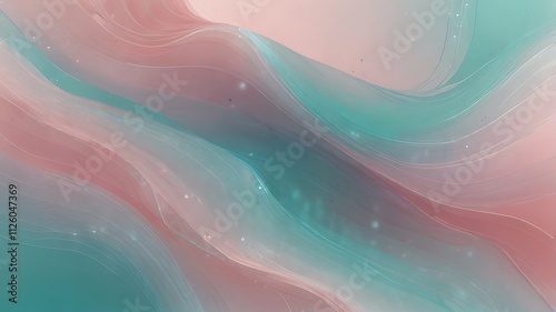 Translucent background with abstract flows of soft pastel pink, shimmering aqua, and gentle white light, creating a subtle yet striking aetheric effect photo