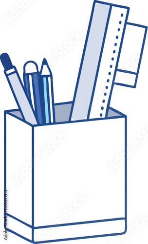 Stylish Pencil Holder vector Isolated on White Background