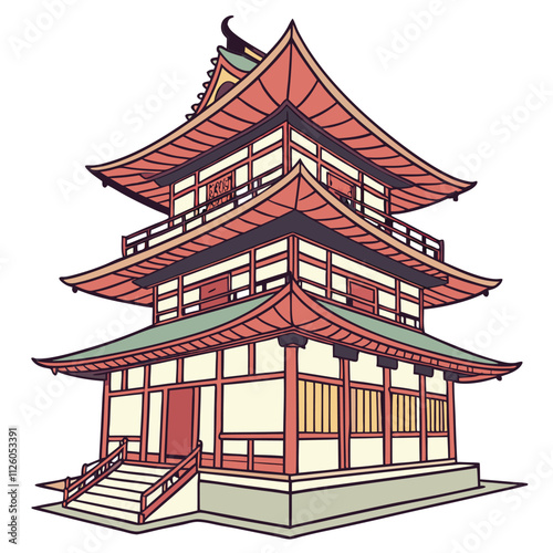 Traditional Japan pagoda vector isolated on white background