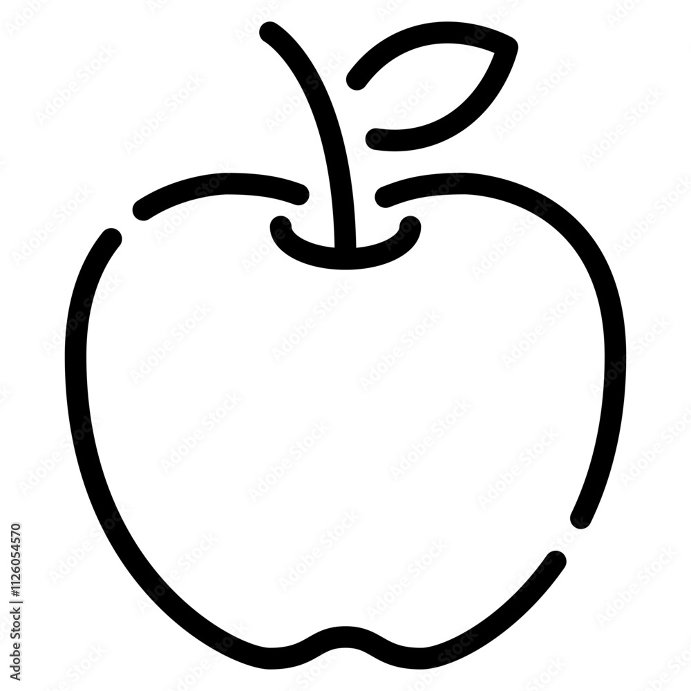 Simple Line Art Illustration of an Apple Simple Line Art Illustration of an Apple