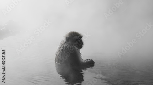 Japanese Snow Monkey in Hot Spring, Nagano-Shi, Japan 