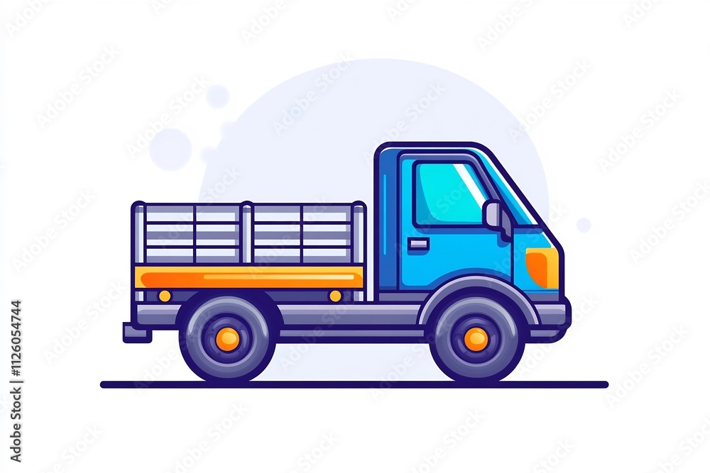 Blue Pickup Truck Carrying Cargo for Delivery and Logistics Services Blue Pickup Truck Carrying Cargo for Delivery and Logistics Services