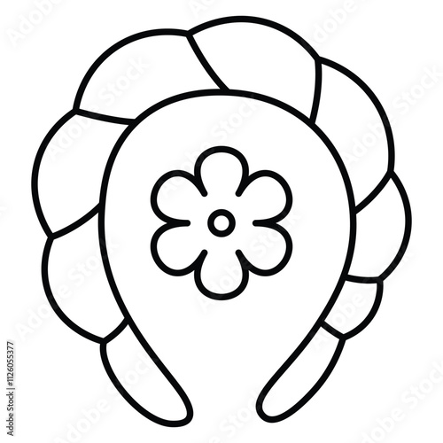 Hand Drawn Cute Cosmetics Coloring Book Vector Illustration. Bold and Easy Sponge Spa Headband Coloring Page for Adults and Kids. Coloring Sheet for Stress Relief and Relaxation