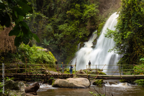 Pha Dok Siew waterfall and trail through dry rainforest with incredible close-up waterfall views and terraced rice, Ban Mae Klang Luang, Doi Inthanon National Park, Chom Thong, Chiang Mai Thailand