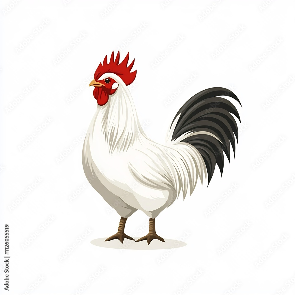 Fototapeta premium of a Proud Rooster Standing on White Background