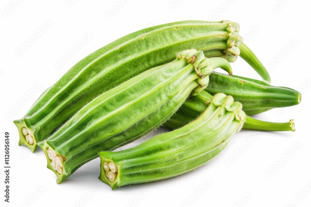 fresh okra isolated on a white background