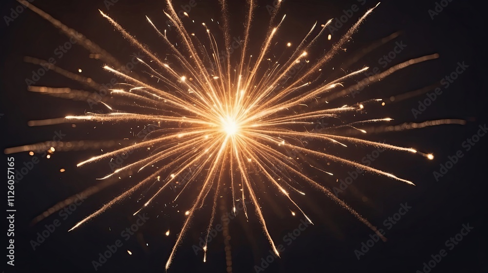 Fototapeta premium Abstract Firework Illustration in Cinematic Style with Golden Hour Lighting and Film Grain