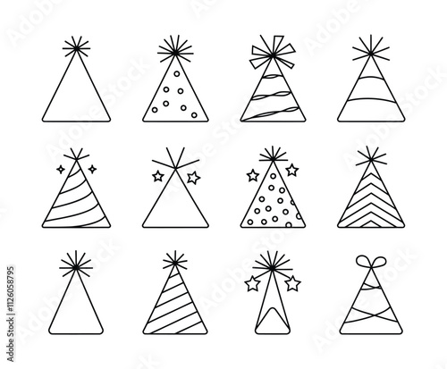 Party Hat Silhouette Collection Vector Template