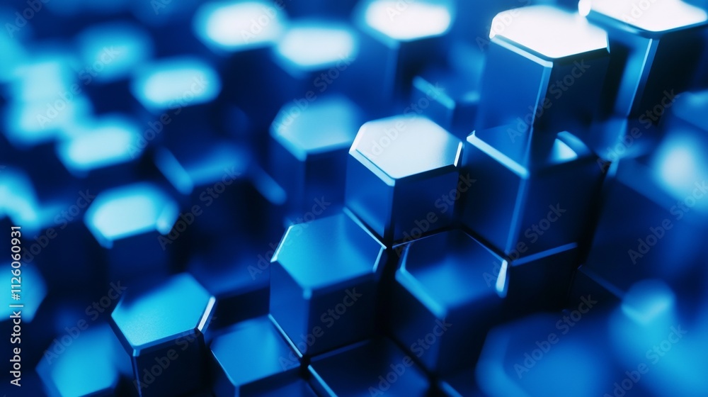 Abstract Blue Background with Hexagonal Geometric Pattern Creating a Modern Futuristic Design Abstract Blue Background with Hexagonal Geometric Pattern Creating a Modern Futuristic Design