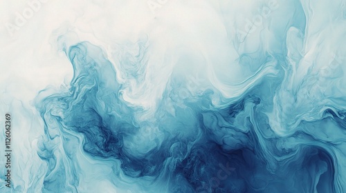 Abstract Blue Gradient with Soft Curves in Fluid Art Style