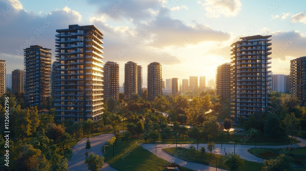 Obraz premium Utilizing Advanced Technology in Urban City Infrastructure with Modern Transport and Skyscrapers