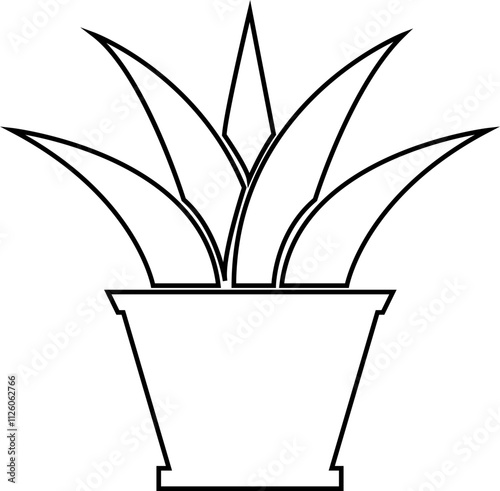 Flower plant pot line icon. Home plant leaf gardening symbol black vector isolated on transparent background. Plant garden floral growth nature sign. Pictogram for web and app.