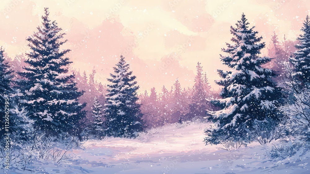 Serene Winter Landscape with Snow-Covered Trees and Gentle Snowfall Capturing the Tranquility and Beauty of a Frosty Morning in Nature Serene Winter Landscape with Snow-Covered Trees and Gentle Snowfall Capturing the Tranquility and Beauty of a Frosty Morning in Nature