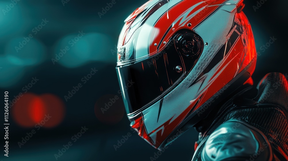 Racer's Profile: A Striking Image of a Motorcyclist's Helmet Racer's Profile: A Striking Image of a Motorcyclist's Helmet