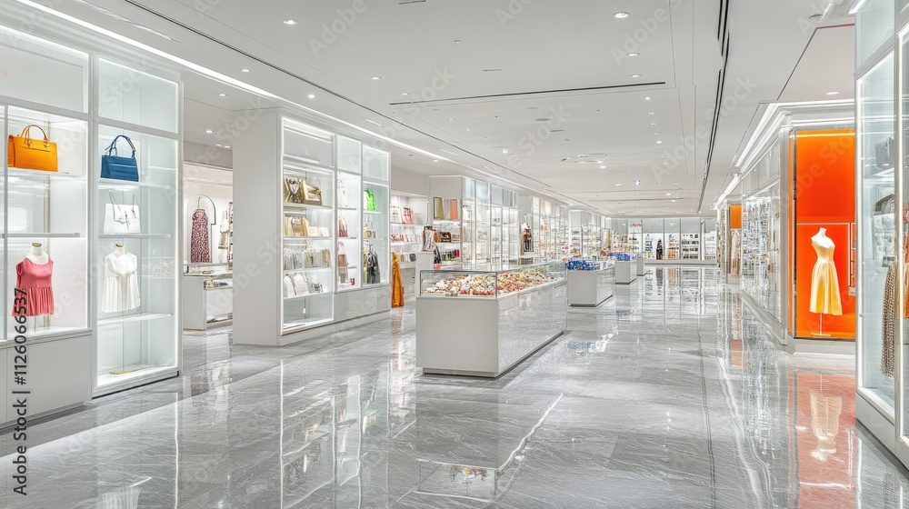 Obraz premium Luxury Boutique Interior with White Glass Display Cases