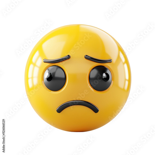 3D Sad Smiley Face Emoji Isolated on Transparent or White Background, PNG