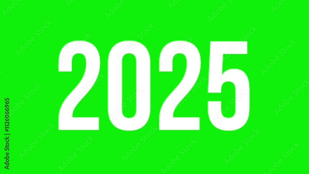 Animated happy new year changing from 2024 to 2025 with drop effect on green screen Animated happy new year changing from 2024 to 2025 with drop effect on green screen