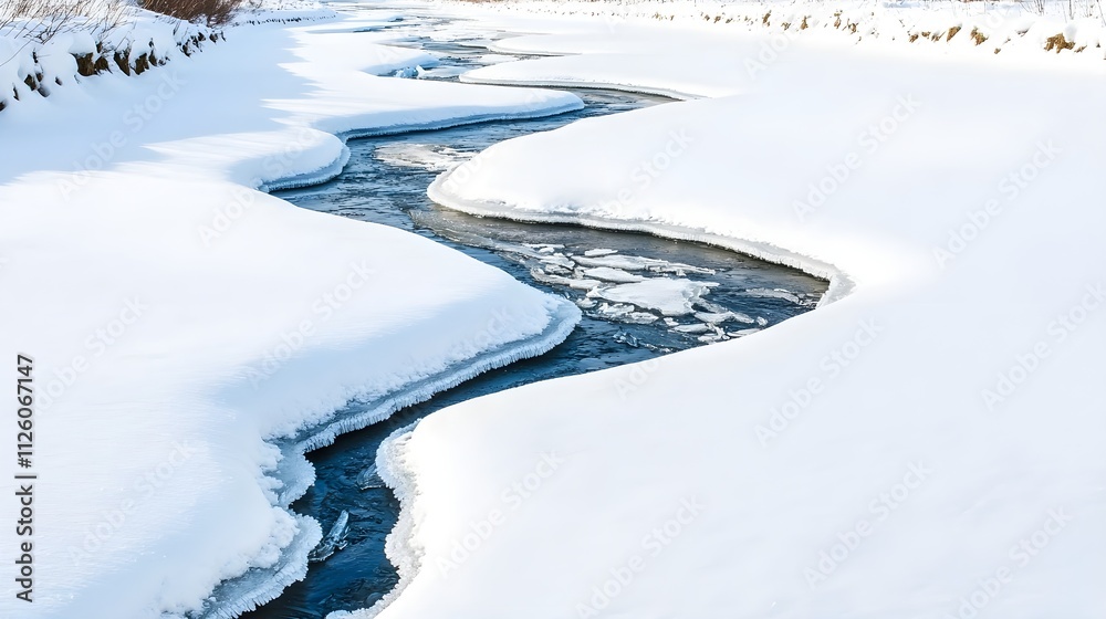 Fototapeta premium Frozen River in Winter Landscape